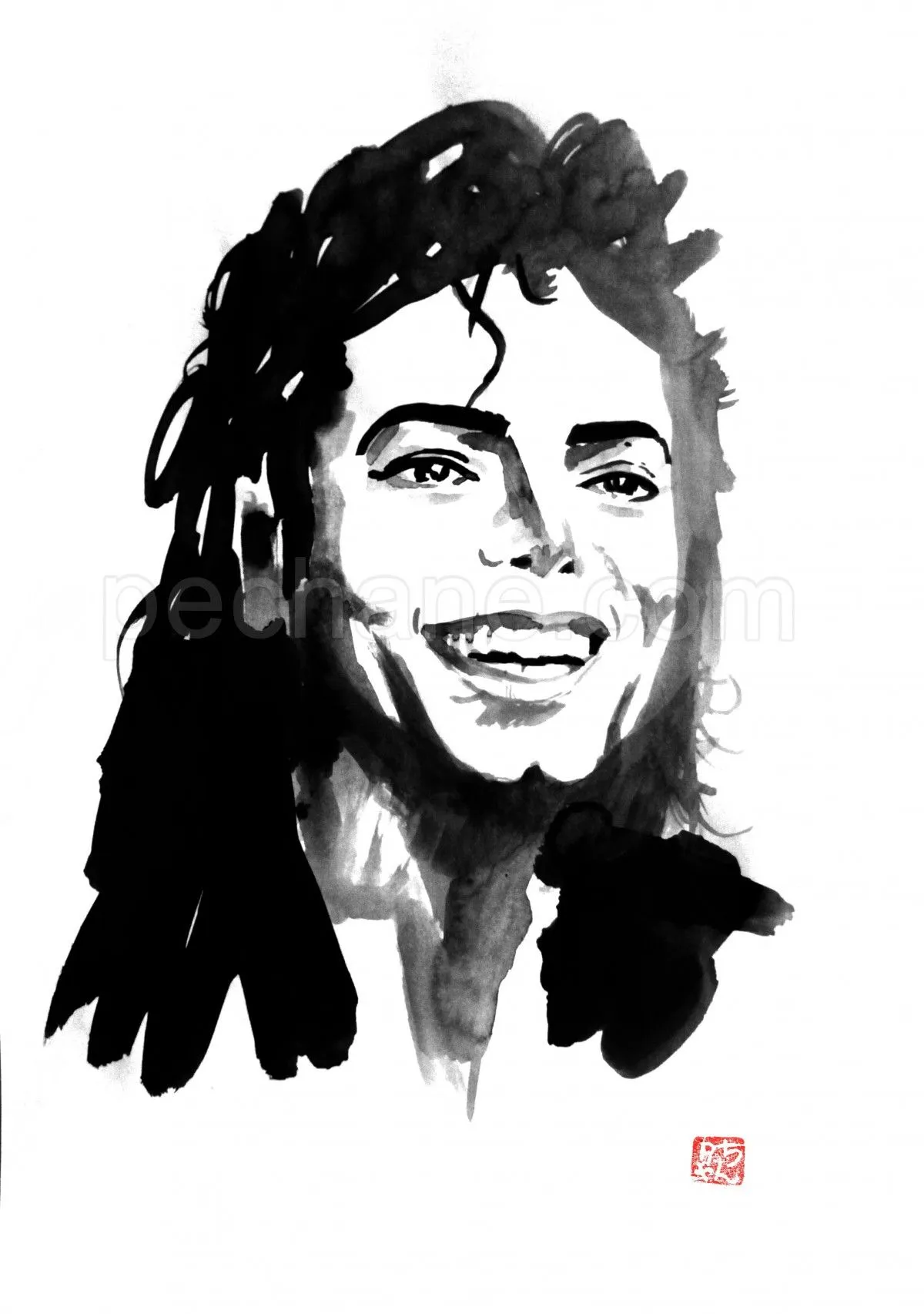 michael jackson, œuvre de pechane sumi-e