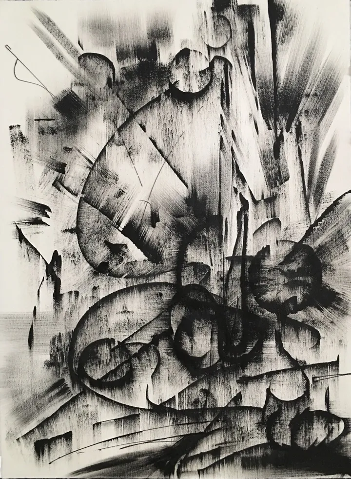 Black and White Abstract Drawing 8 by Kozyuk, œuvre de Khrystyna Kozyuk