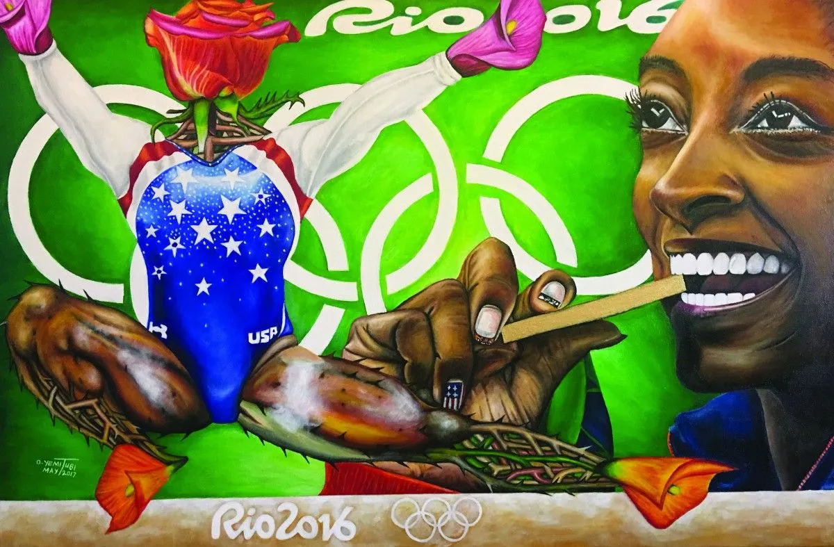 Simone Biles: The Golden Rose, œuvre de O. Yemi Tubi