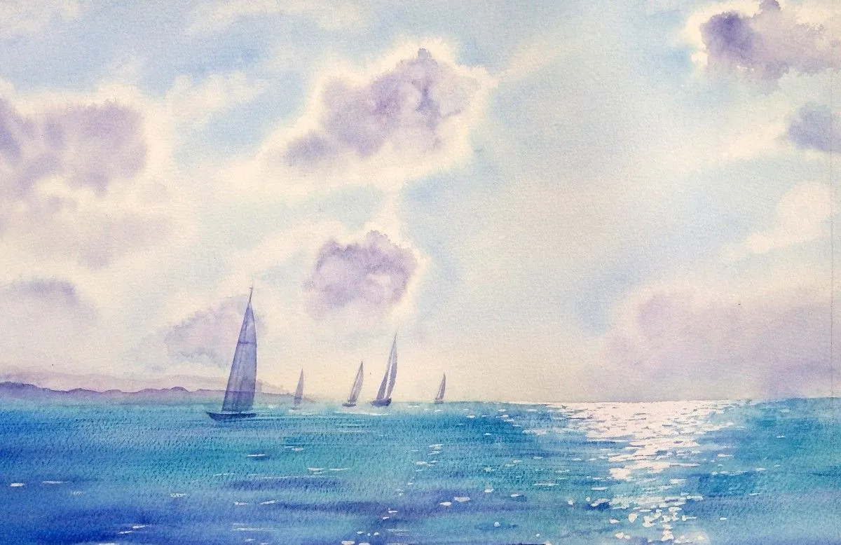 Sailboats, artwork by Olga Beliaeva