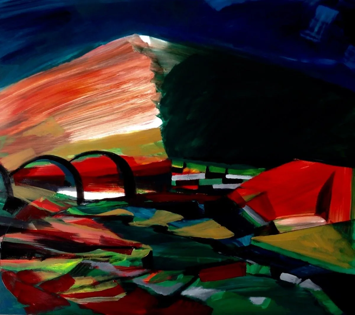 "Freigth Transportation Entering Juárez", artwork by Ray Herrera-Leguizamo