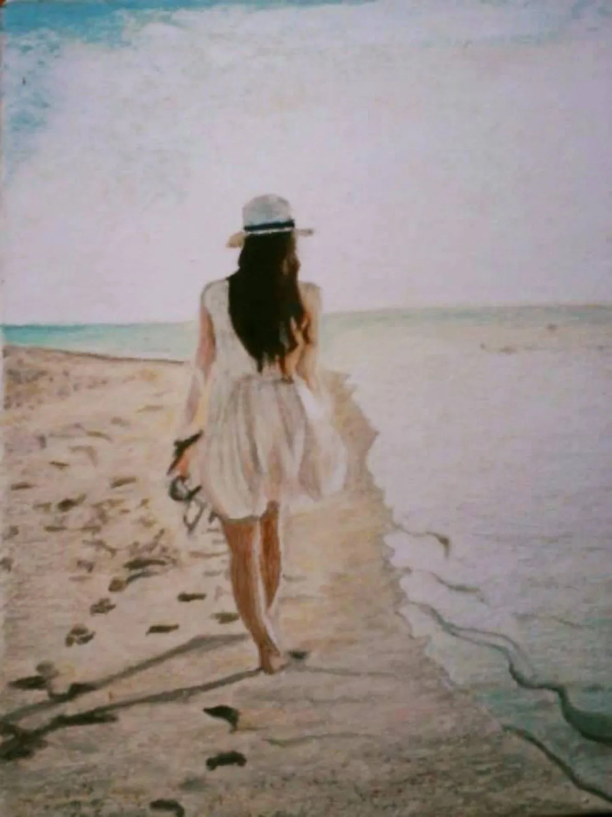 girl and the sea, artwork by KUMUDU NISHANTHI