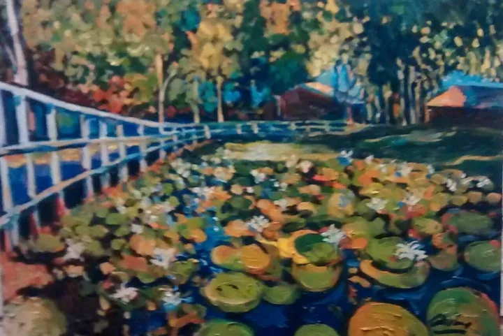 Laguna verde de la selva peruana, artwork by Edmond Rios pita