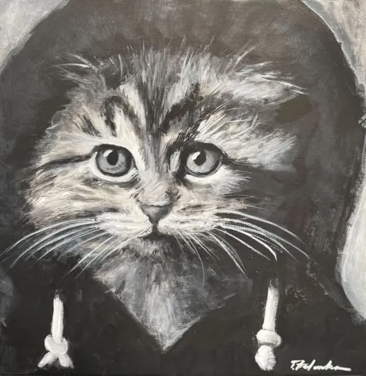 Kitten in black and white, œuvre de Trudy Zelenka
