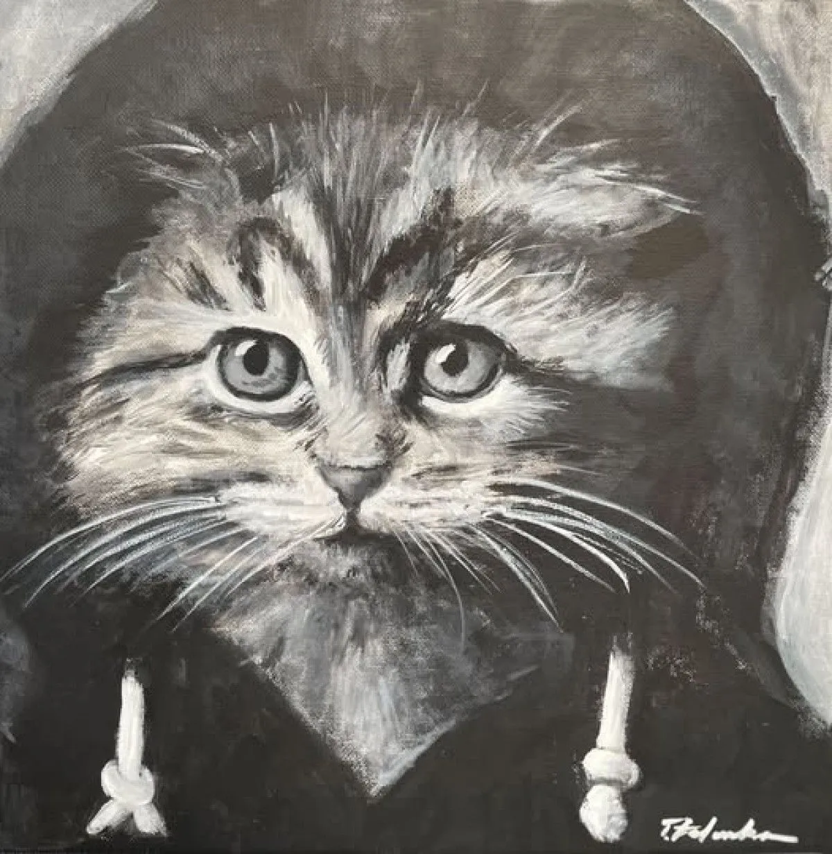Kitten in black and white, œuvre de Trudy Zelenka