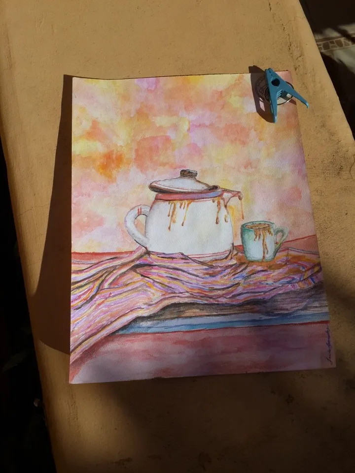 Porrón, Taza y Manta (Bodegón Lenca), œuvre de Aziel Barrientos