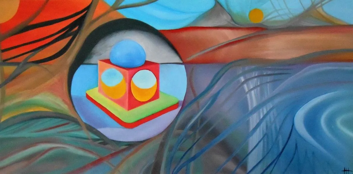 oil "Seifenblase mit Einsicht", œuvre de Hansjörg Hermann