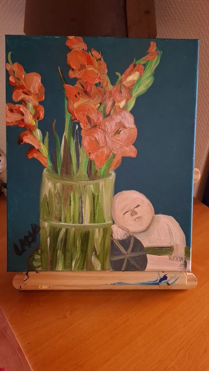 Gladiolas pensativas, artwork by Ligia Moya