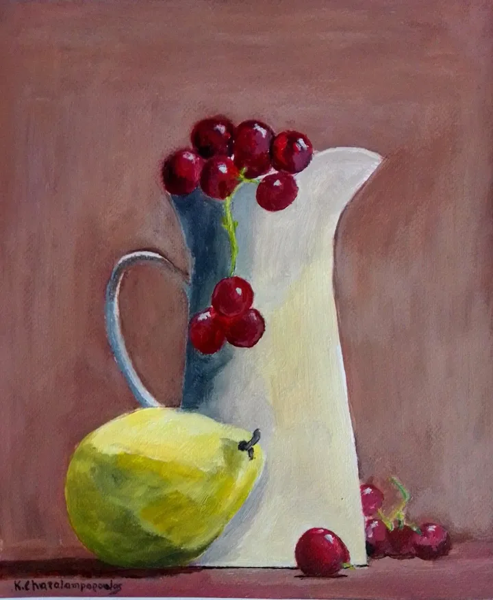 STILL LIFE WITH GRAPES AND LEMON, œuvre de Konstantinos Charalampopoulos