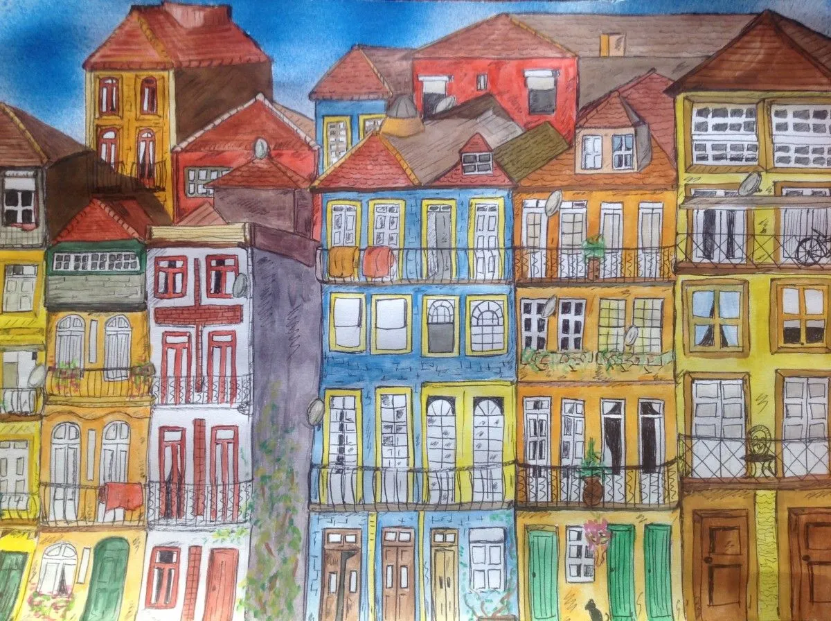 Buildings, artwork by Cathy Cowan