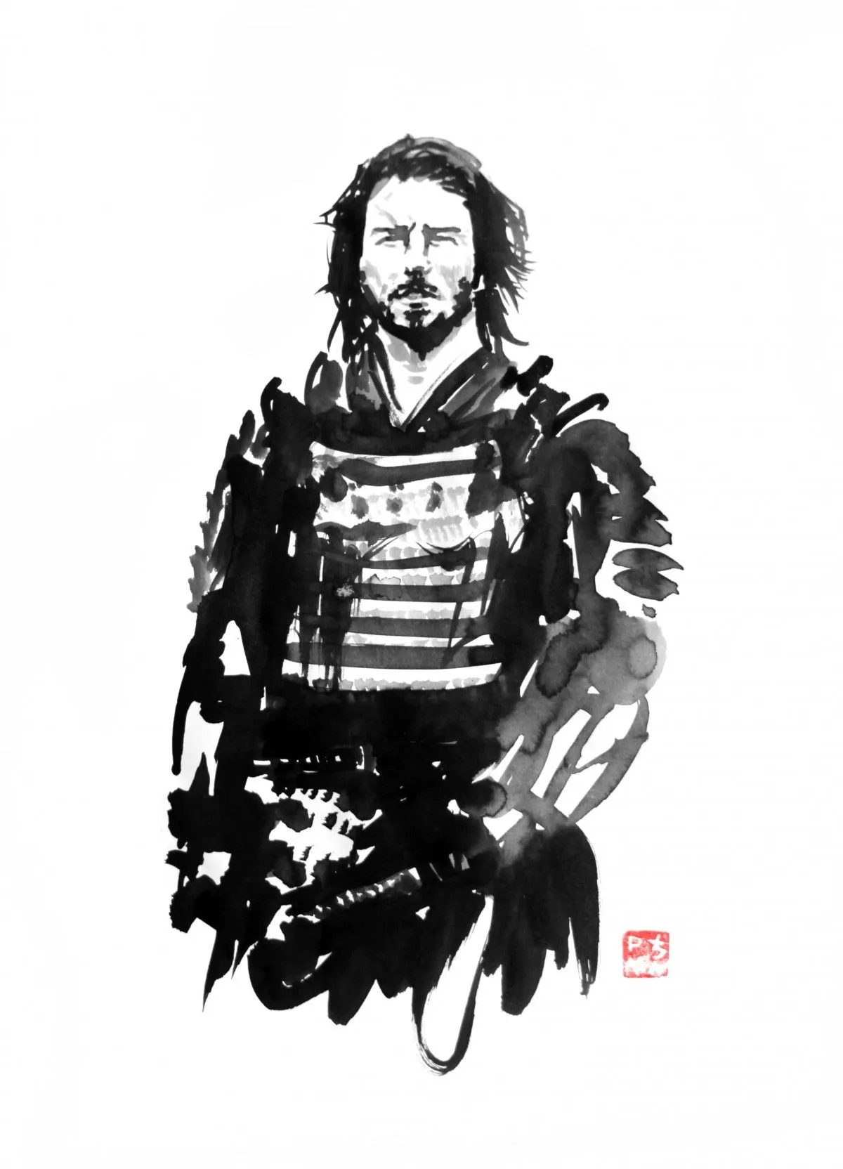 the last samurai, artwork by pechane sumi-e