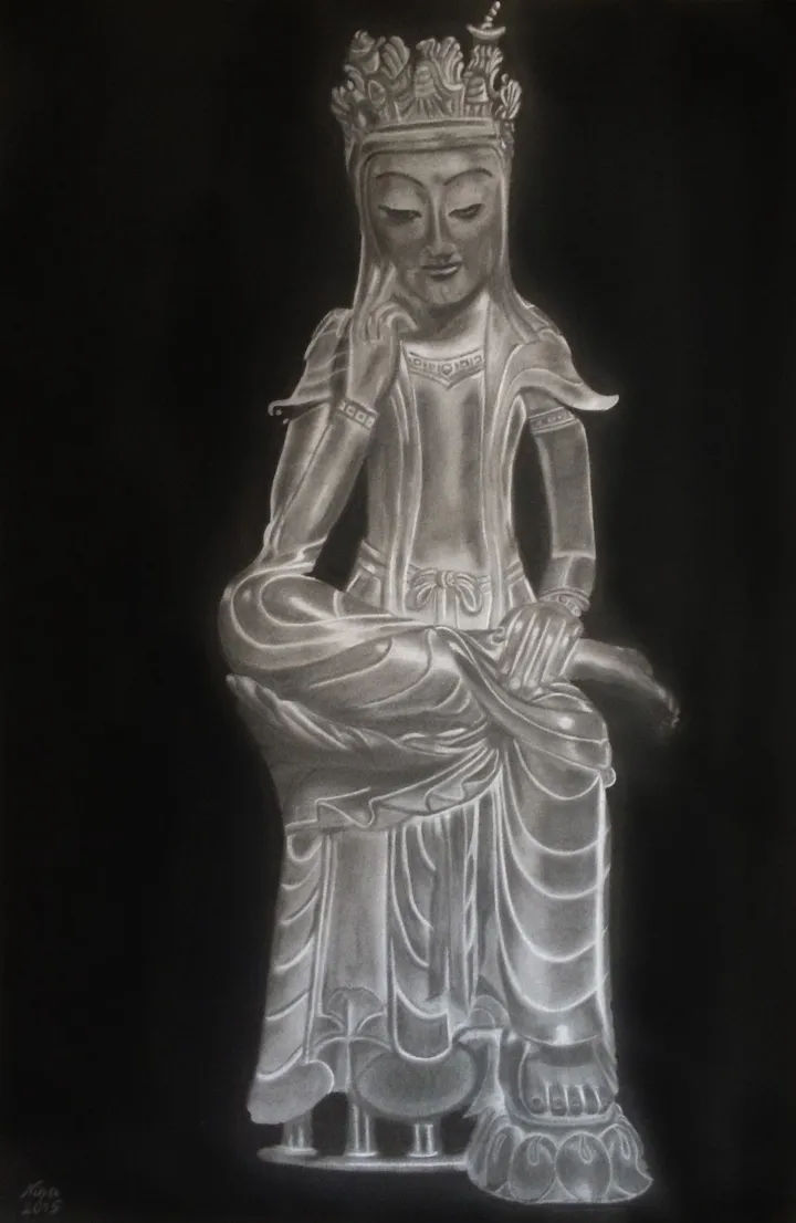 Bouddha Maitreya, œuvre de Nina (Nadine Pillet)