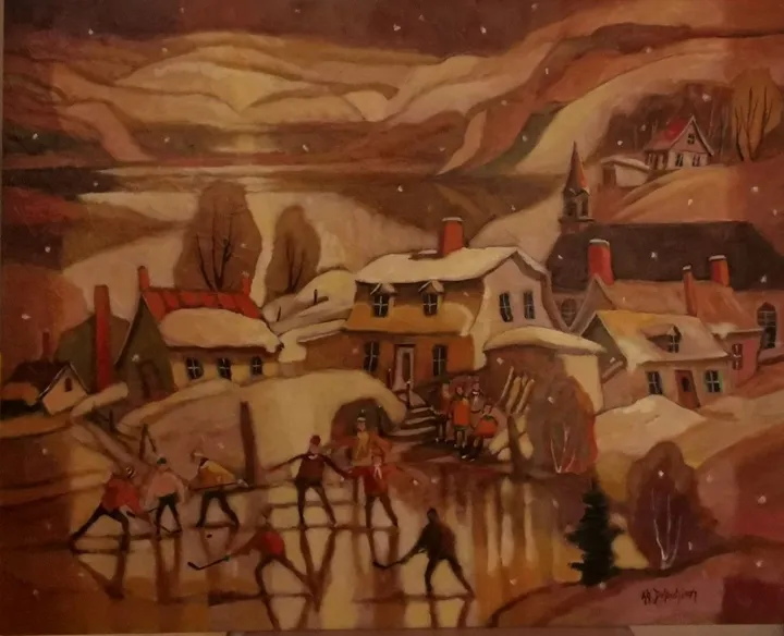 L'étang gelé (Charlevoix, œuvre de Jean-Guy Desrosiers