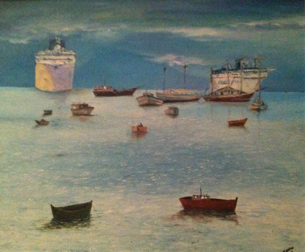 Boats in the cove., œuvre de Keller Rubens