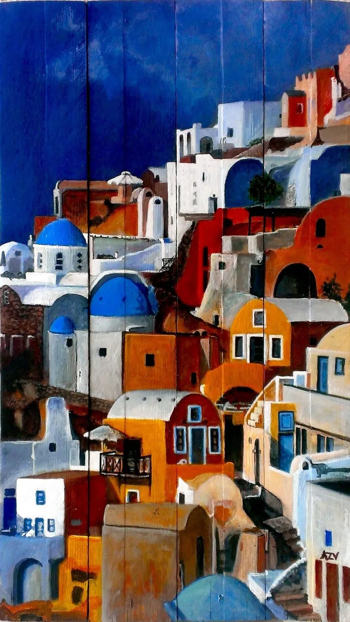 Santorini, œuvre de Anna ZV