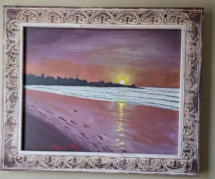 Le coucher de soleil au Maroc, œuvre de Sylvie Charette