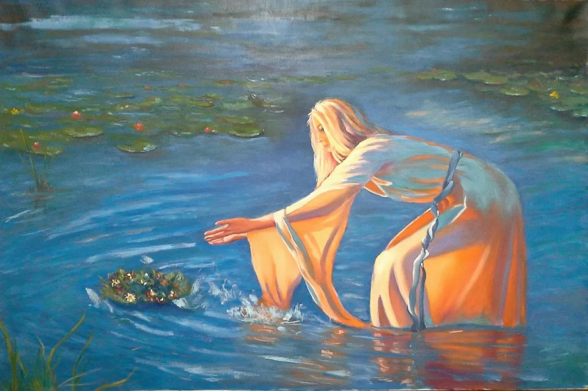 Divination on the wreath, artwork by Svetlana Grishkovec-Kiisky