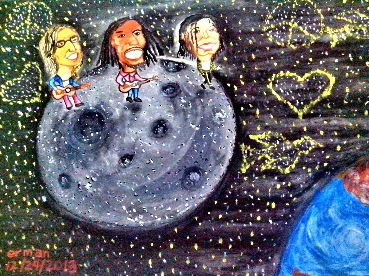 love, peace, freedom and moon walking, œuvre de Erman Selibio