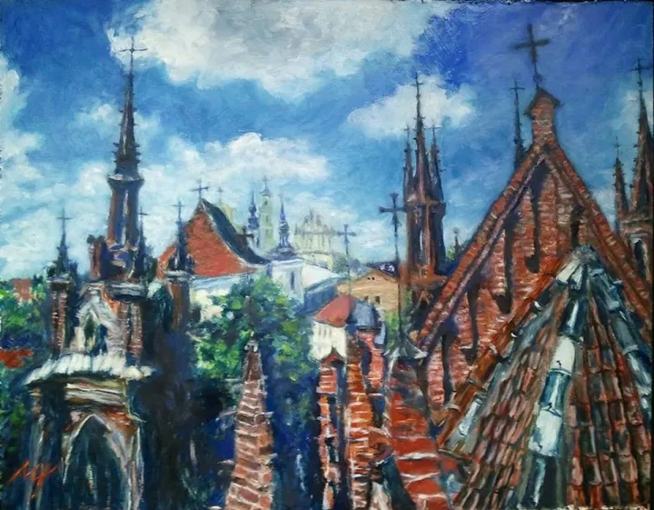 Vilnius, Maironio street, Or The Flamboyant architecture, artwork by Marina Tregubova