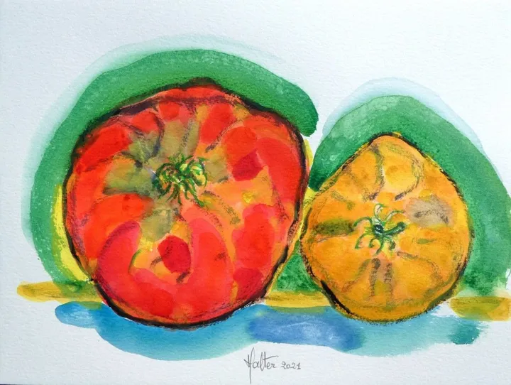 Deux tomates, artwork by Alain HALTER