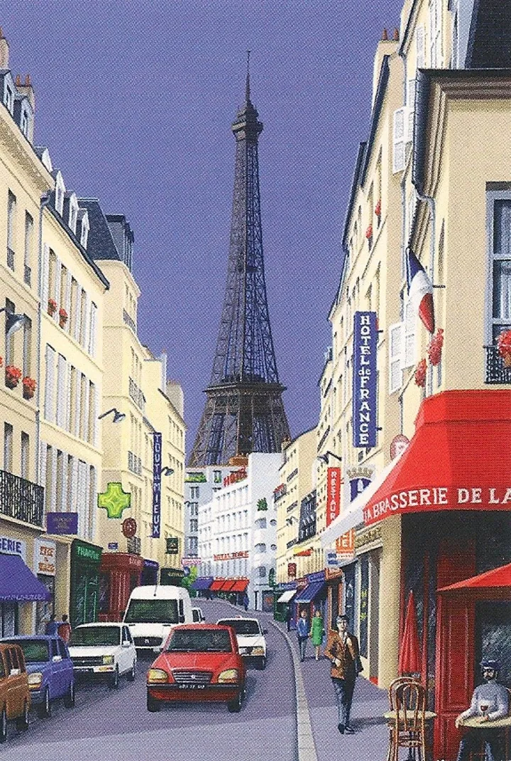 Paris, la Tour Eiffel ( postal card ), artwork by Thierry Traccoën