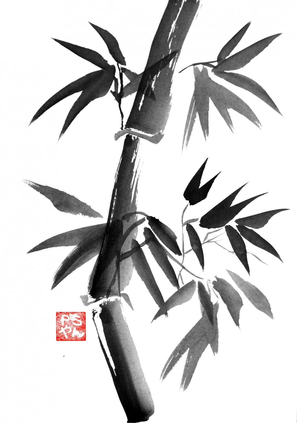 bamboos, œuvre de pechane sumi-e