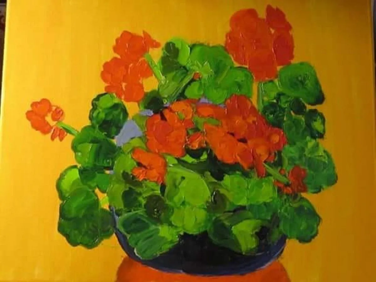 Geraniums, artwork by Ligia Moya