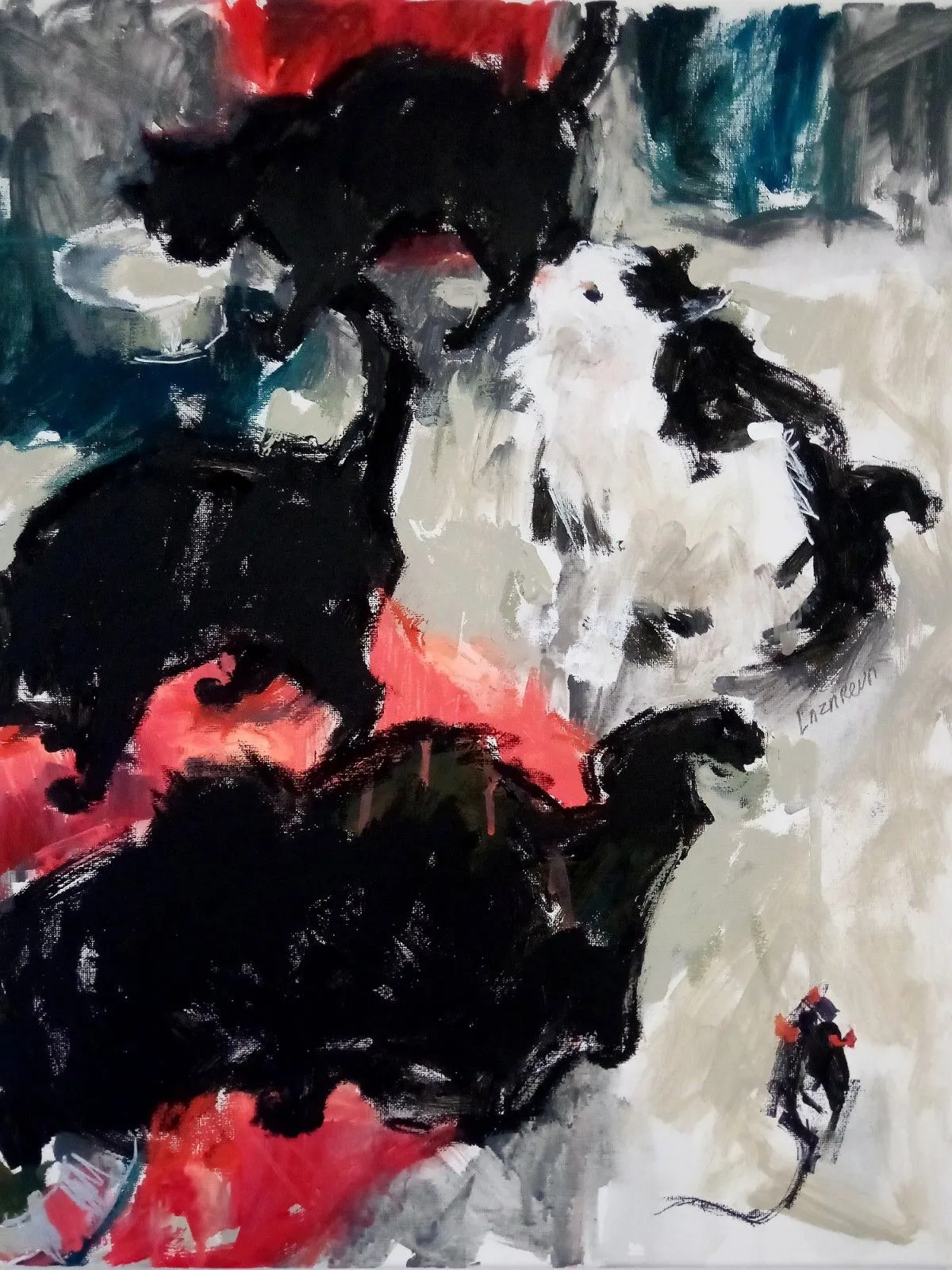 Machiavelli with black cats, artwork by Valerie Lazareva