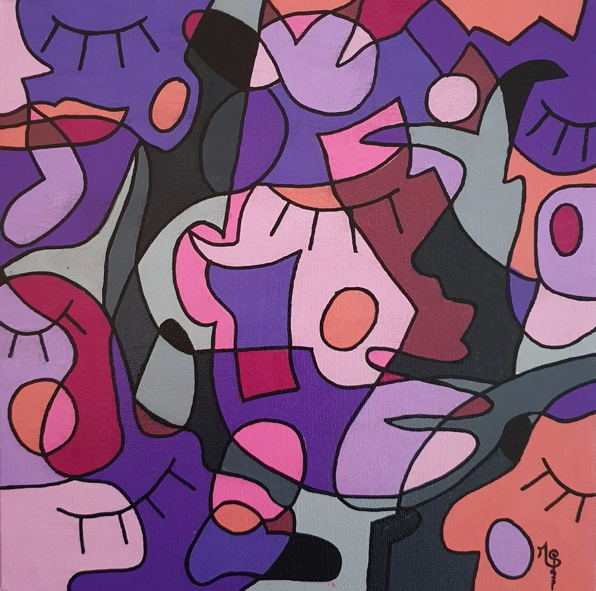 Pink face 1, artwork by Malisu Art