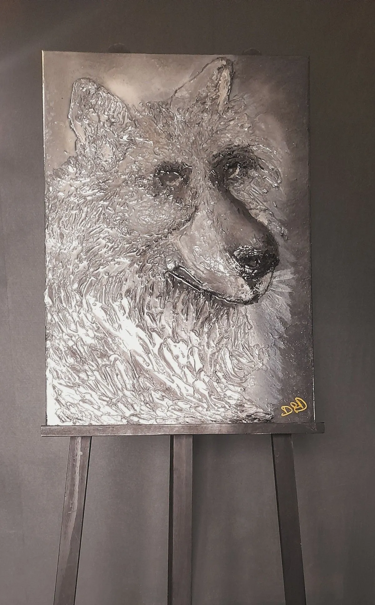 Tableau relief loup, artwork by DELPHINE DELHAYE