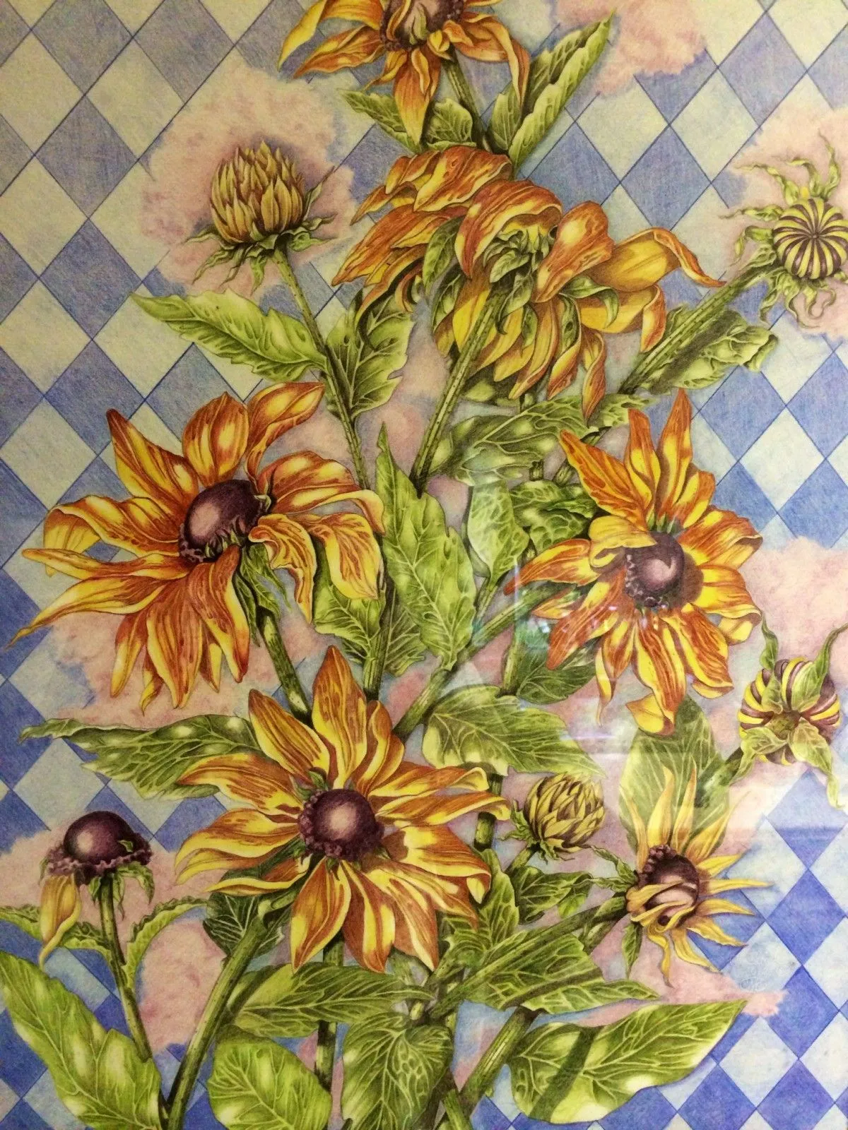Checkered background, artwork by Elizabeth Eliuk
