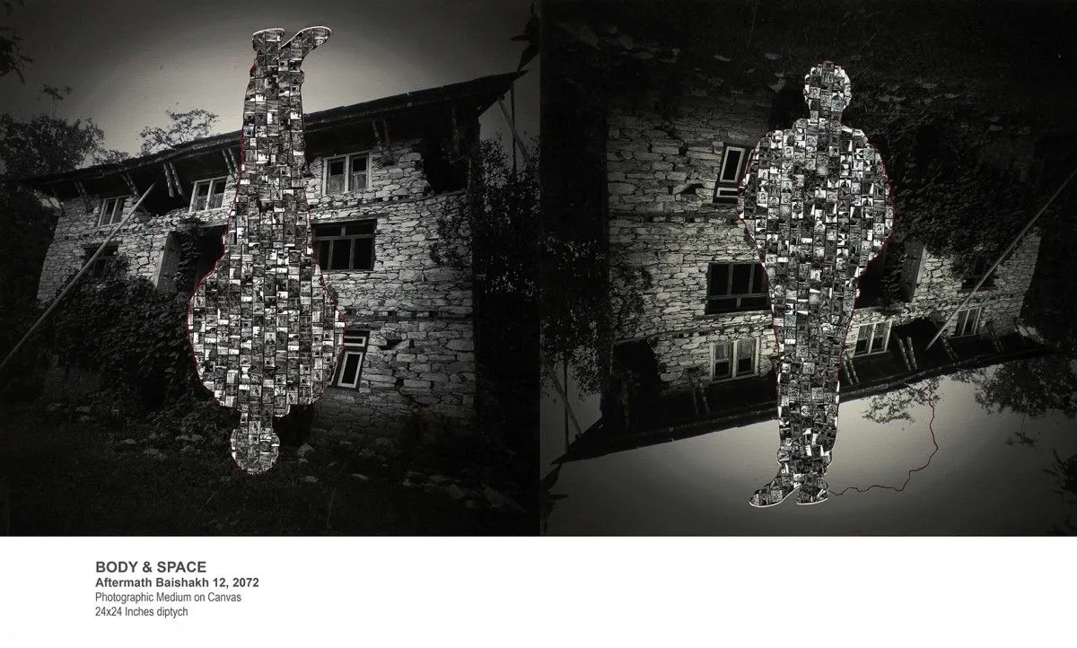 BODY & SPACE Aftermath Baishak 12, artwork by Kailash K Shrestha