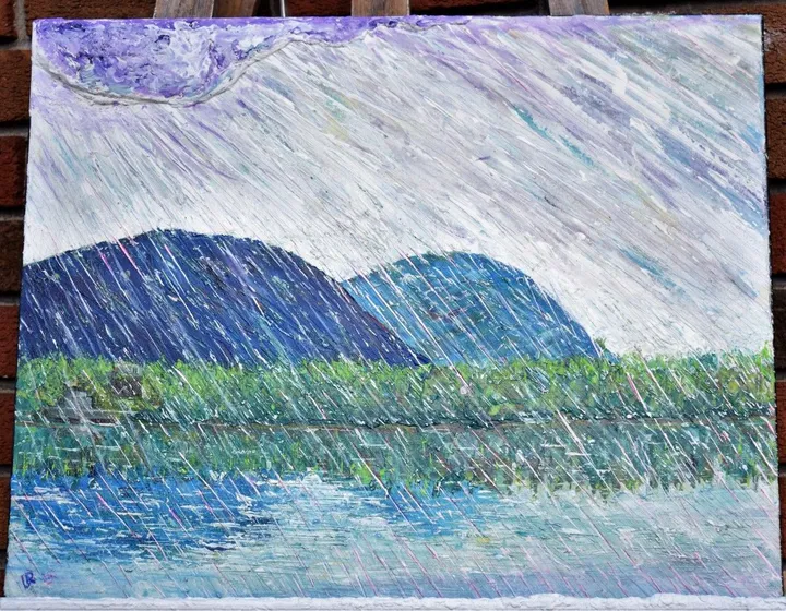 Rain on Mont saint-hilaire, artwork by Denis Roucau