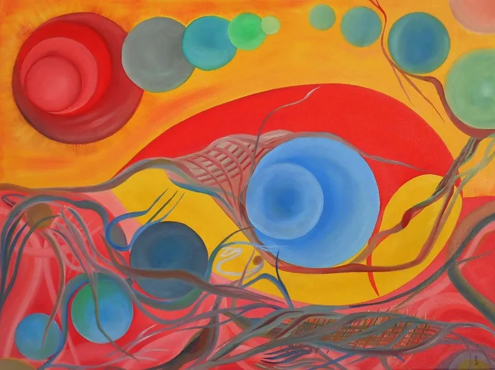 oil "Gelb und Rot", œuvre de Hansjörg Hermann