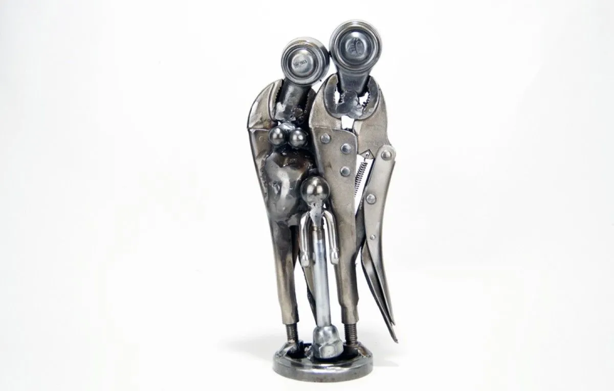 Family metal art sculpture for sale, artwork by Dendrinos gIANNIS