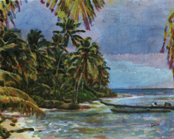 boat at beach, œuvre de Dow Thompson