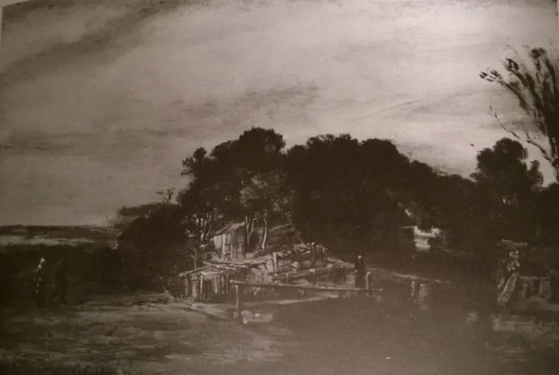 Paysage avec chaumières de Rembrandt