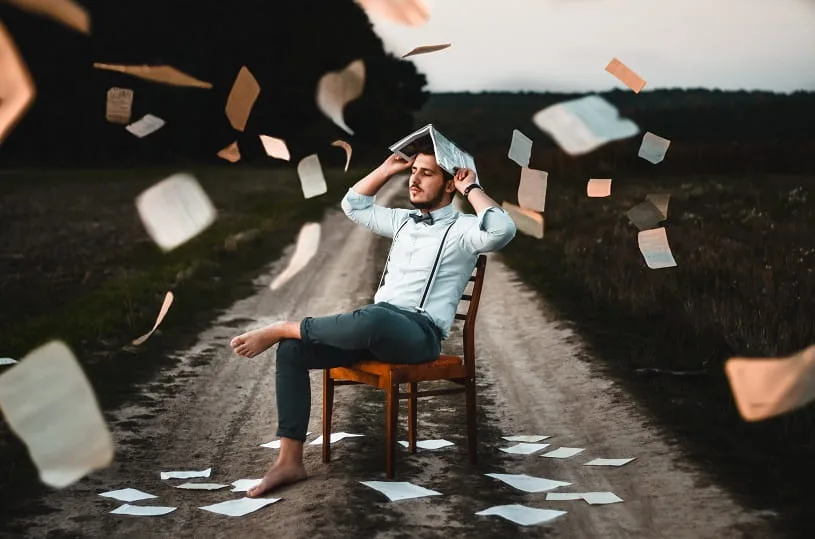 A man reads a book