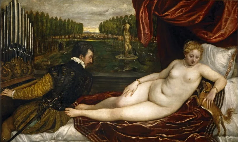 Venus and organist and little dog